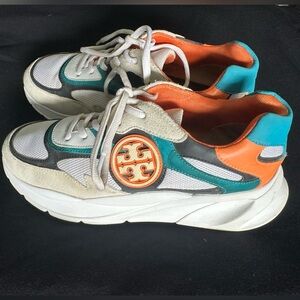 Tory Burch sawyer Sneakers in Orange, Teal, and White size 7